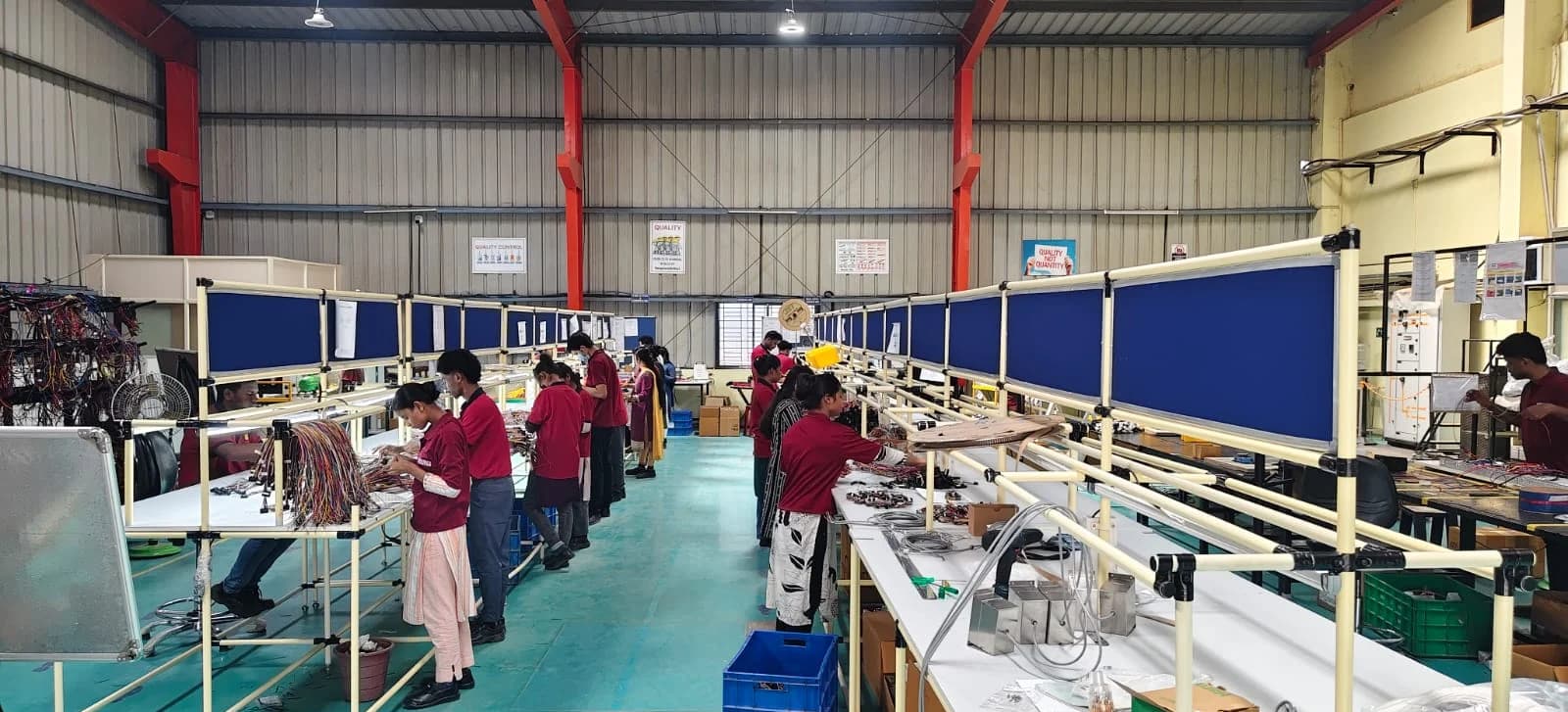 An overview of the harness assembly lines on the MGTPL shop floor.